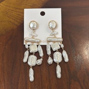 Kj Brand White Pearl Dangle Earrings